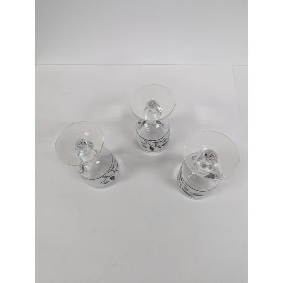 Set 3 Vintage Libbey Silver Wheat Frosted Glasses 5 1/2" by 2 7/8" Footed Stem - Picture 6 of 7